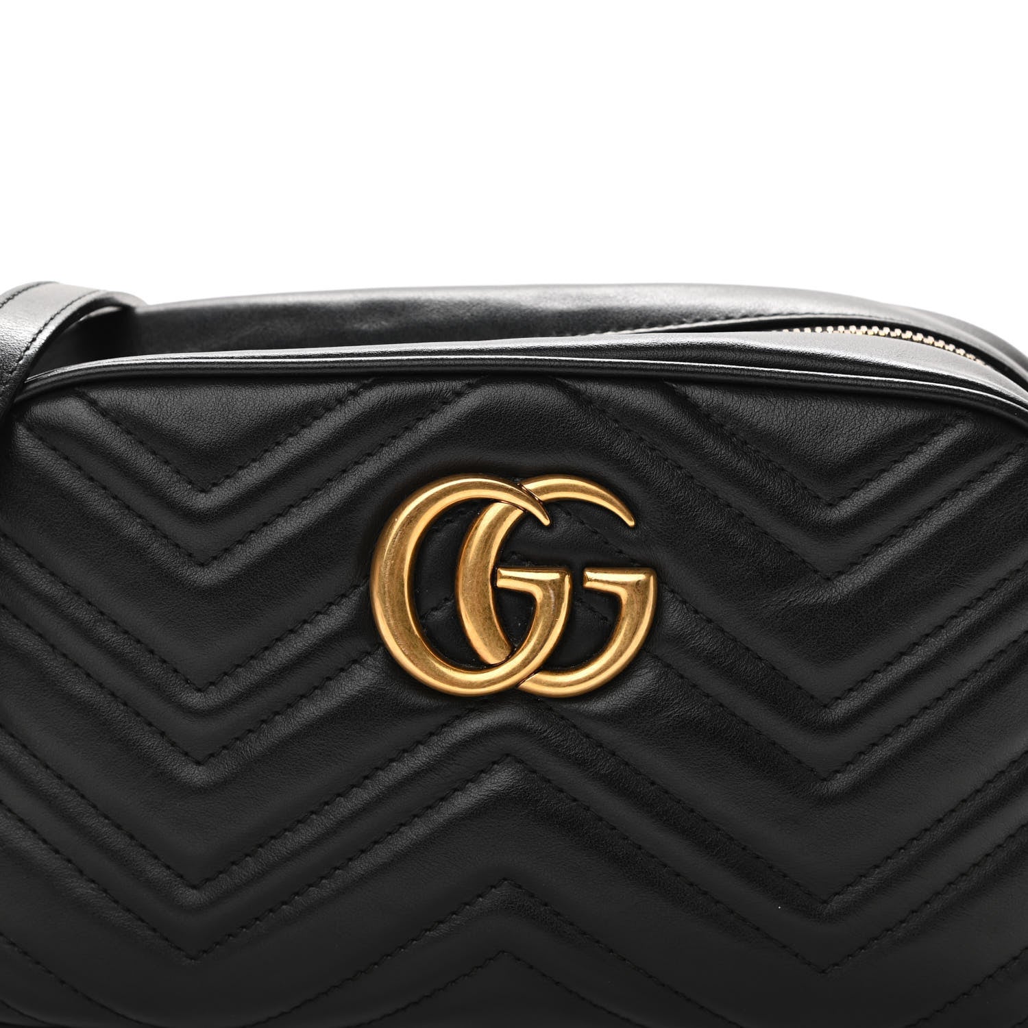 Gucci Calfskin Matelasse Small GG Marmont Chain Shoulder Bag Black 8 of 11