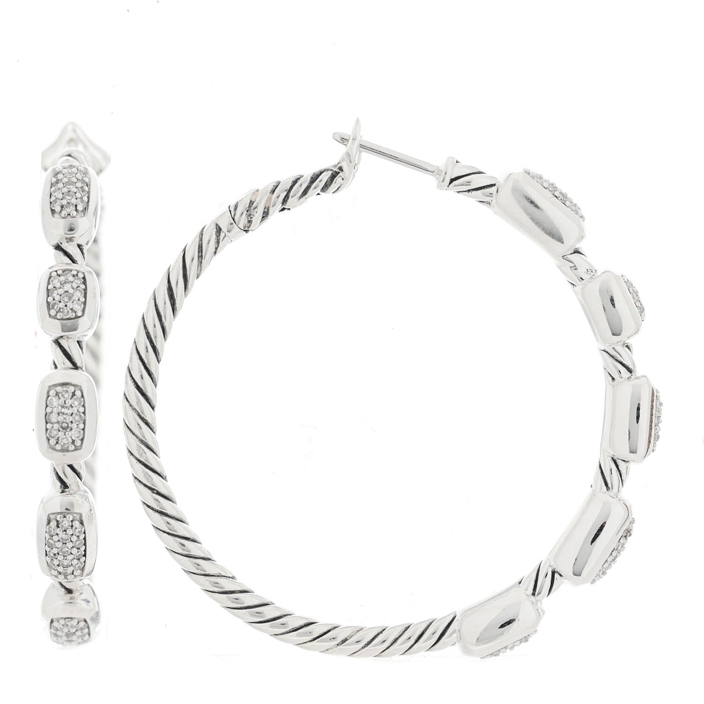 Sterling Silver Diamond Confetti Hoop Earrings