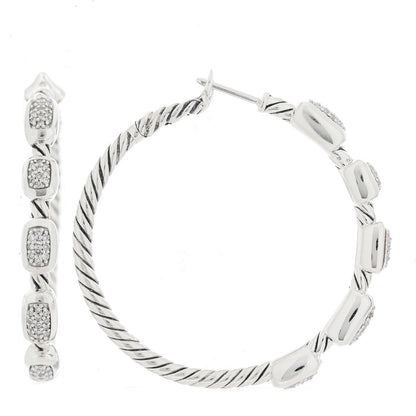 David Yurman Sterling Silver Diamond Confetti Hoop Earrings 1 of 4
