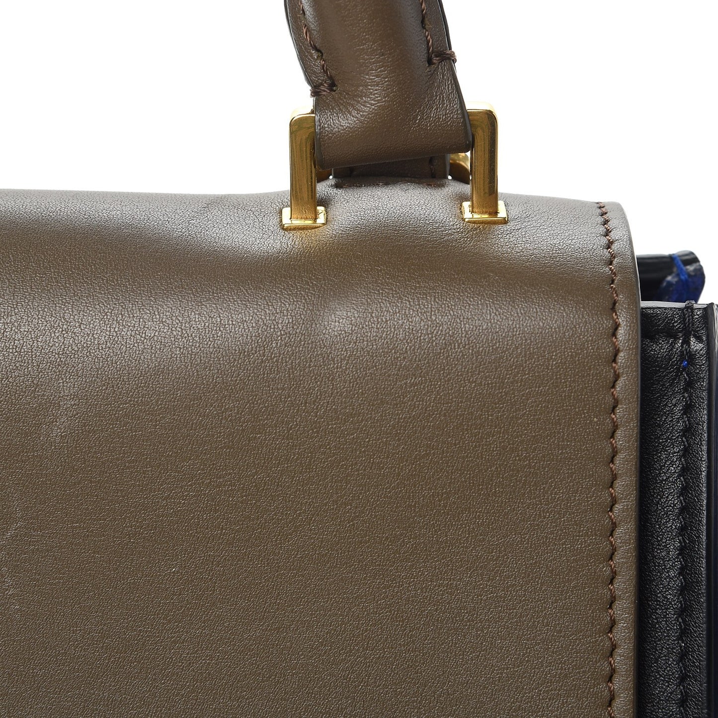 Smooth Calfskin Suede Small Tri-Color Trapeze Indigo