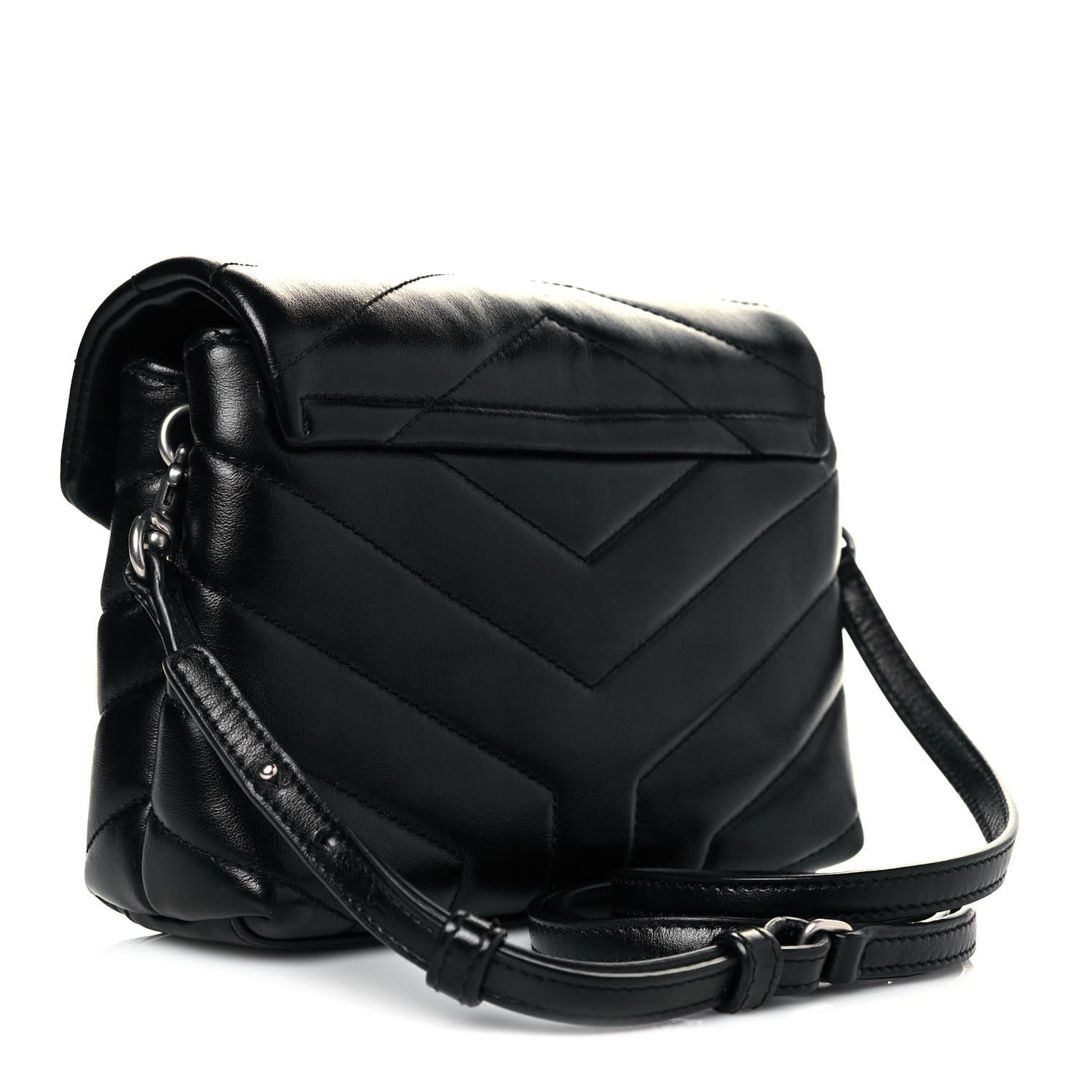 Calfskin Y Quilted Monogram Toy Loulou Crossbody Bag Black