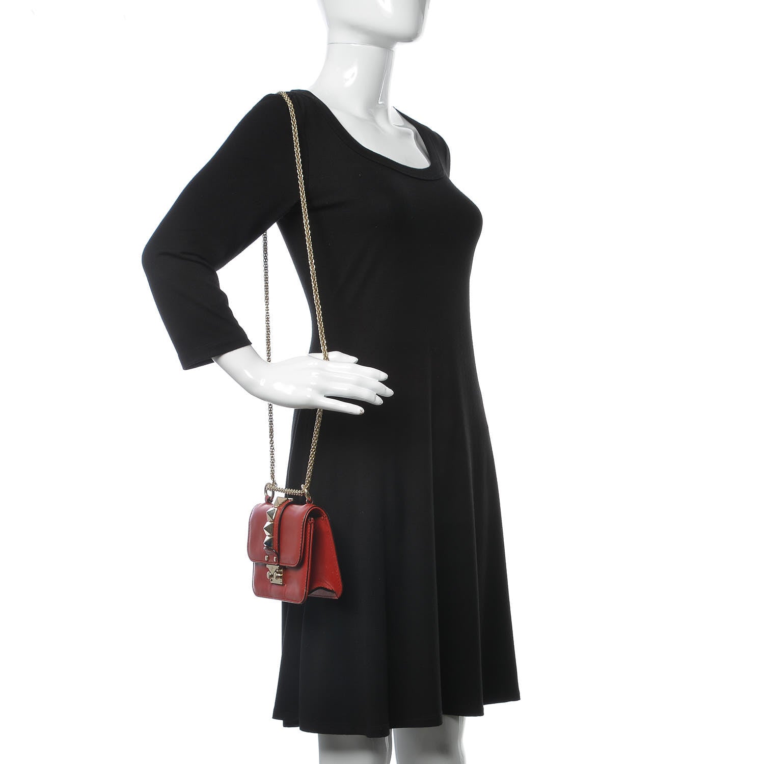 Valentino Garavani Vitello Mini Glam Lock Rockstud Flap Red 2 of 12