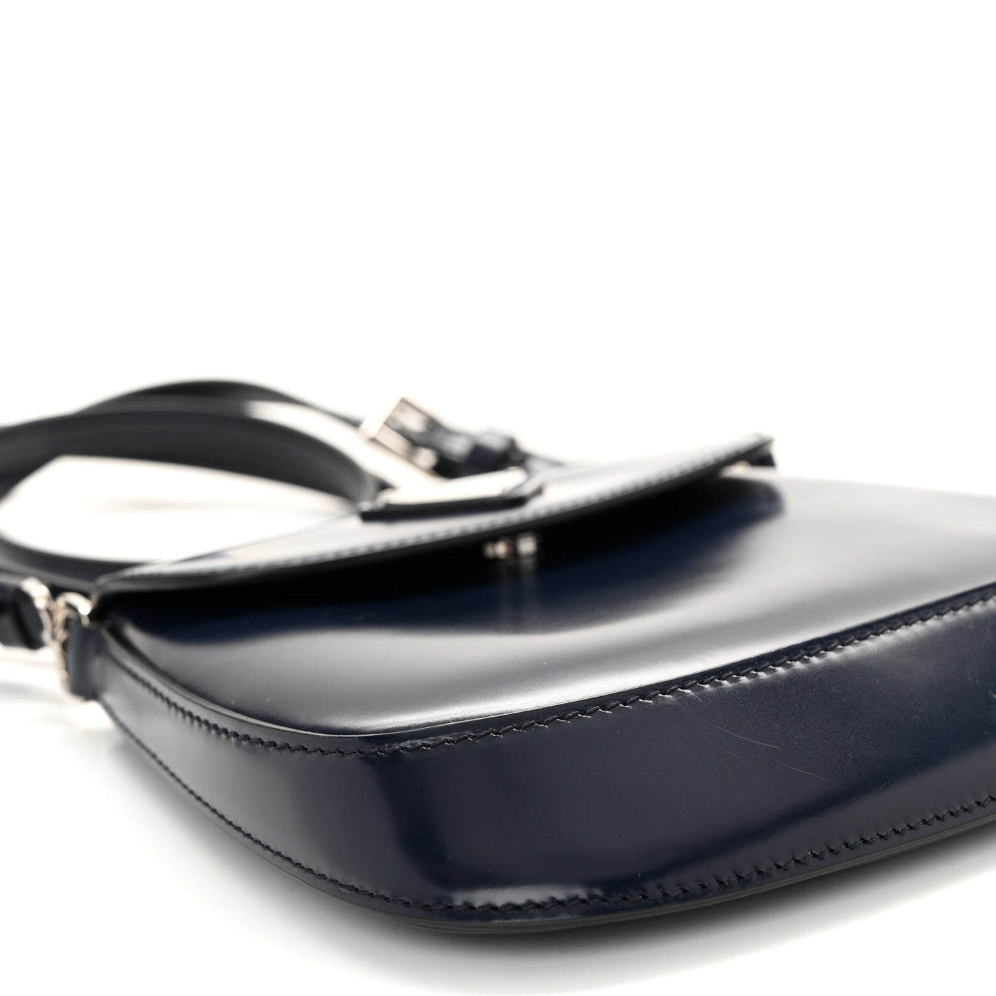 Spazzolato Mini Cleo Flap Adjustable Strap Shoulder Bag Navy