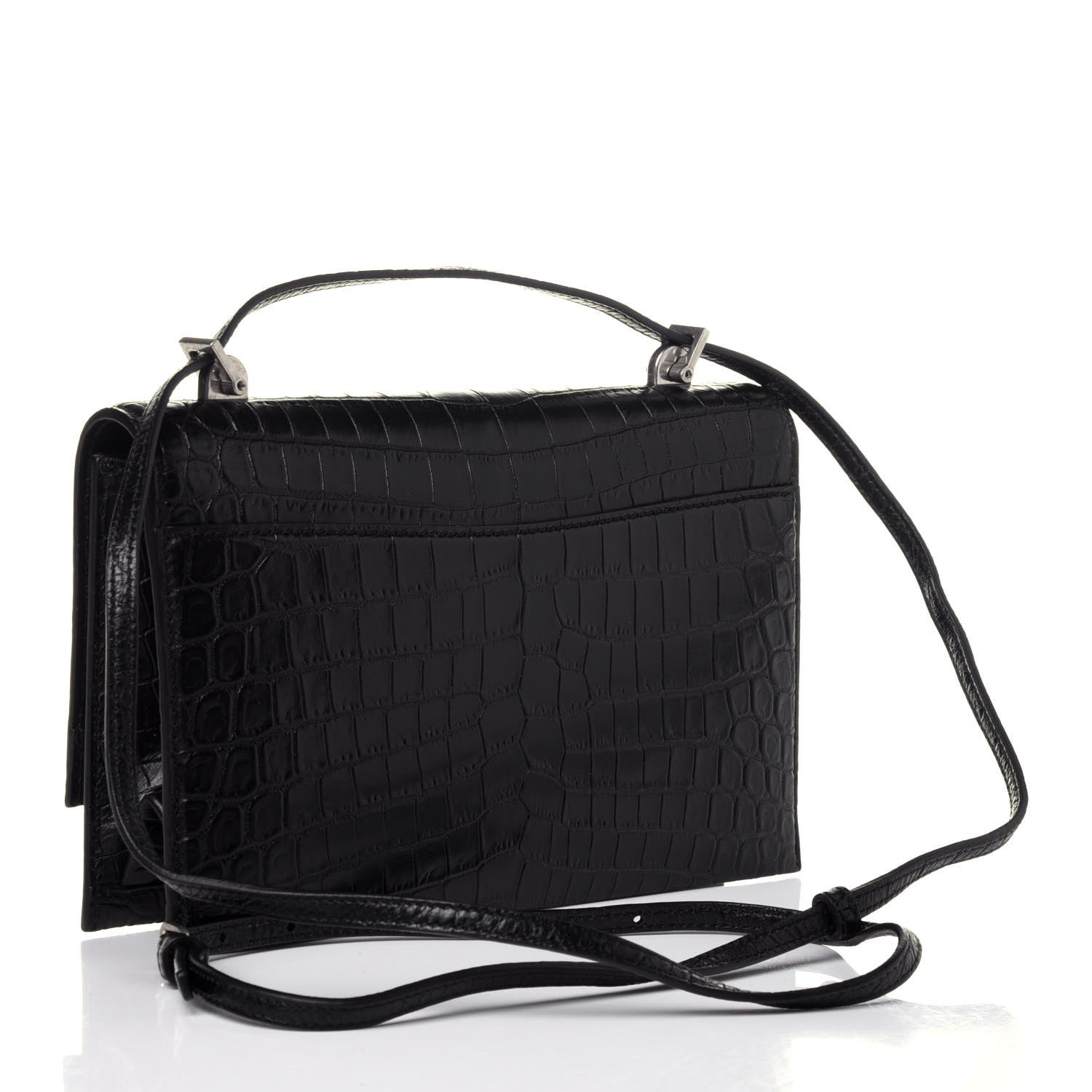 Saint Laurent Calfskin Crocodile Embossed Small Babylone Black 3 of 9
