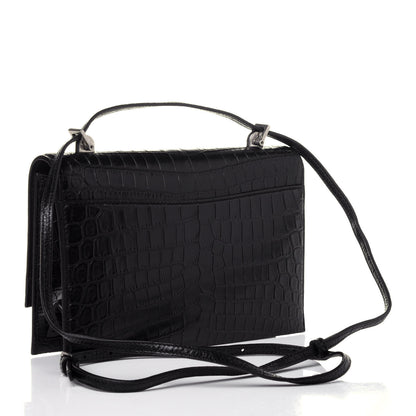 Saint Laurent Calfskin Crocodile Embossed Small Babylone Black 3 of 9