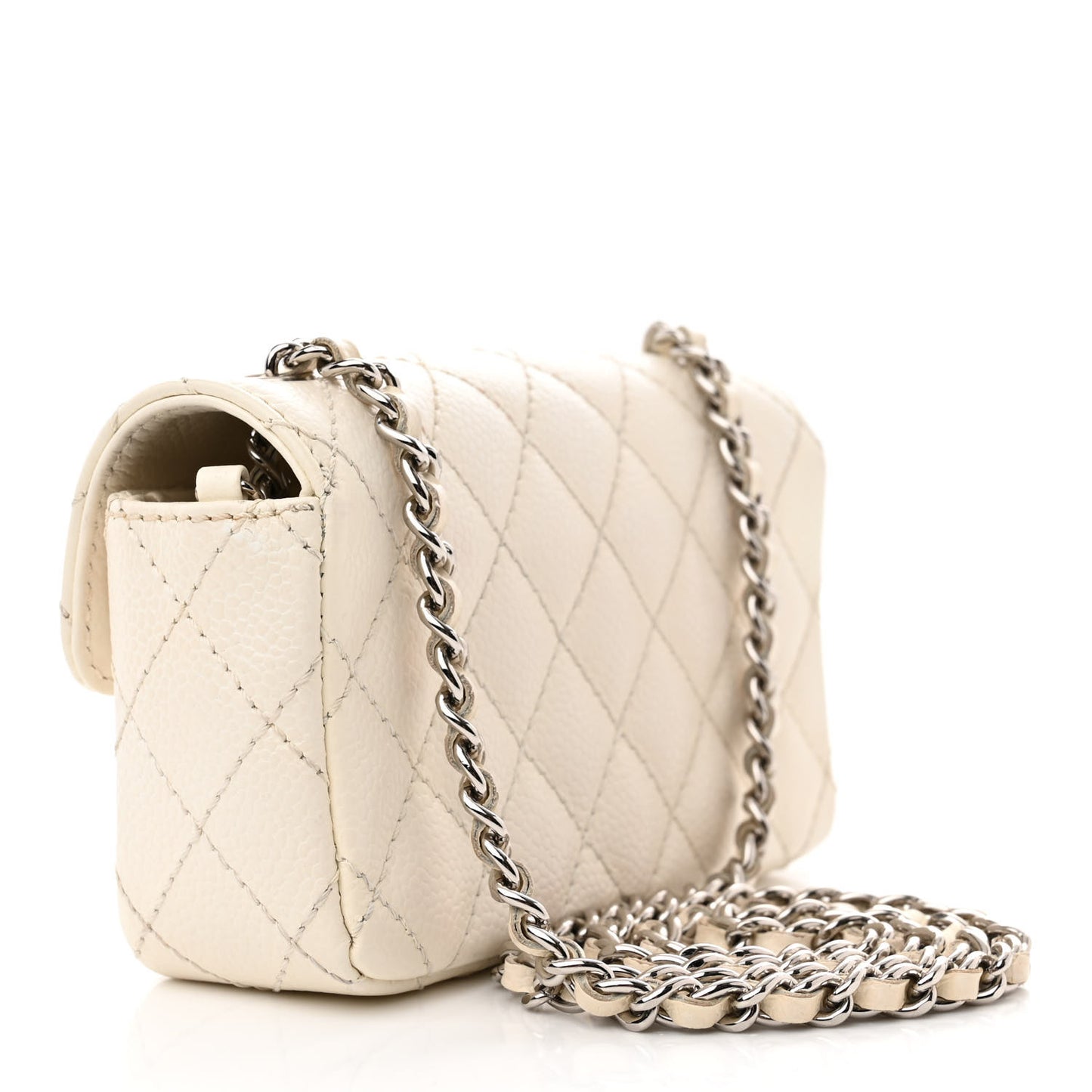 Caviar Quilted Extra Mini Flap White