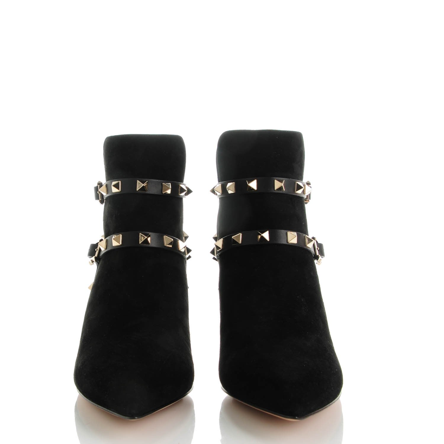 Valentino Garavani Suede Rockstud Double Buckle 65mm Ankle Boots 37.5 Black 2 of 8