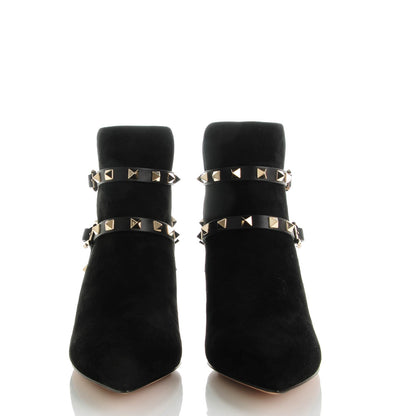 Valentino Garavani Suede Rockstud Double Buckle 65mm Ankle Boots 37.5 Black 2 of 8