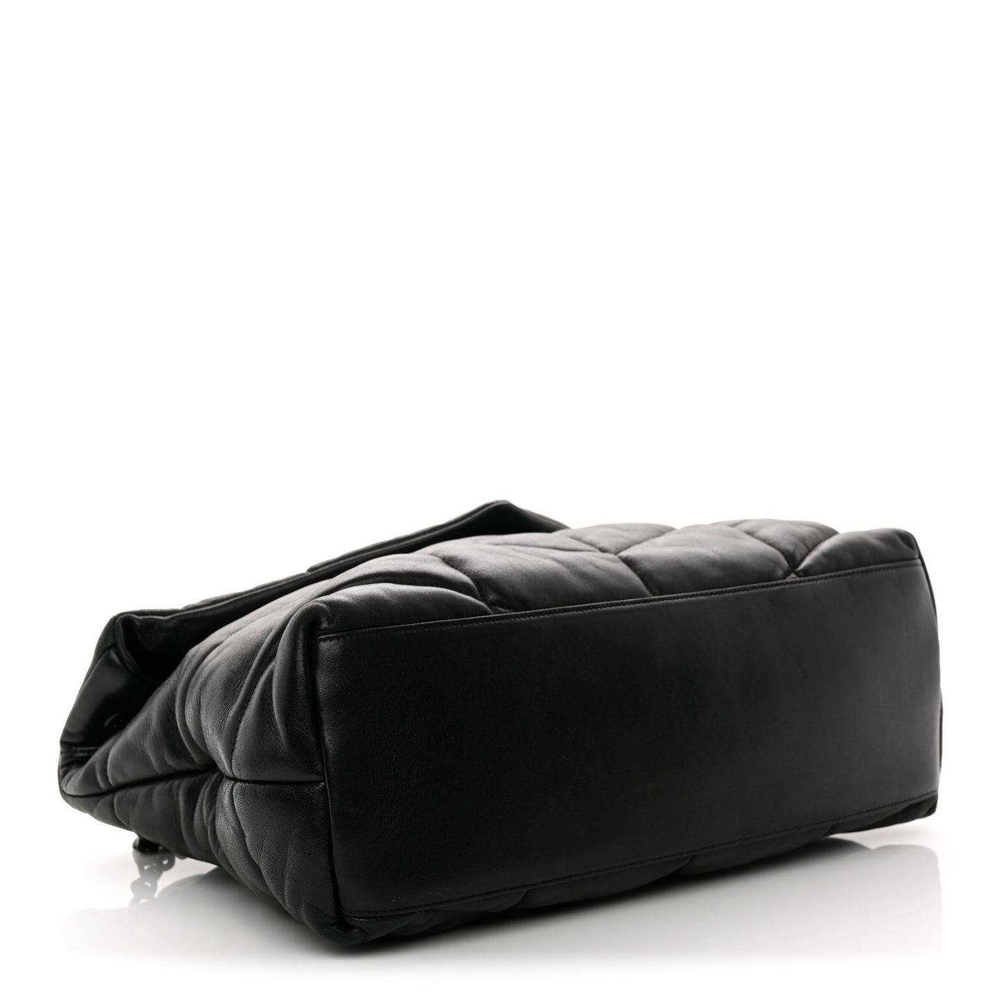 Lambskin Quilted Monogram Monochrome Small Loulou Puffer Chain Satchel Black