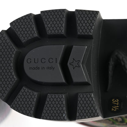 Gucci GG Supreme Monogram Flora Lace Up Combat Ankle Boots 37.5 Beige Multicolor Red 7 of 9