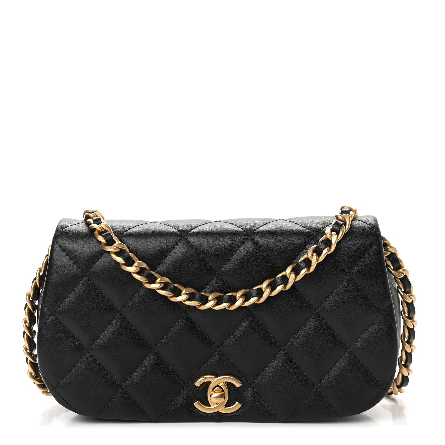 Chanel Calfskin Quilted Coco Mail Clutch With Chain Black 1 of 10