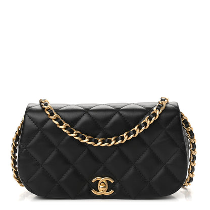 Chanel Calfskin Quilted Coco Mail Clutch With Chain Black 1 of 10