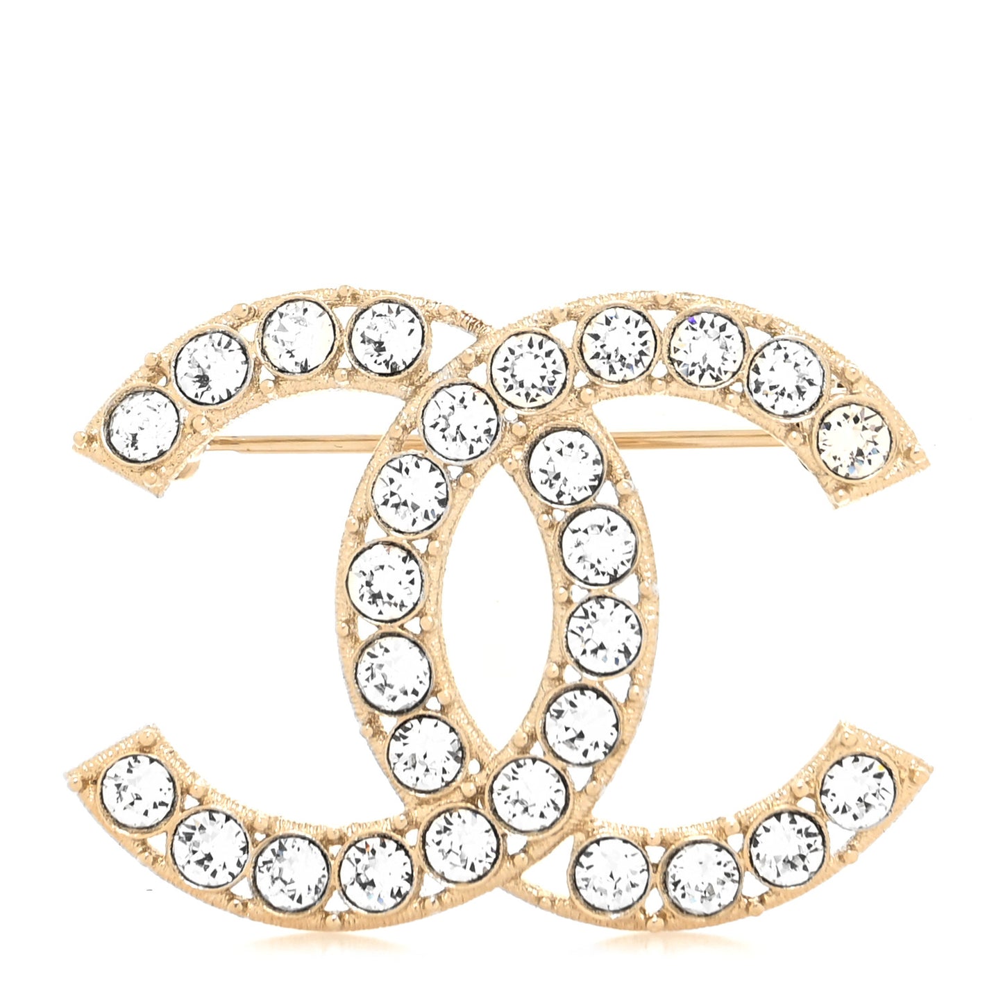 Crystal CC Brooch Light Gold