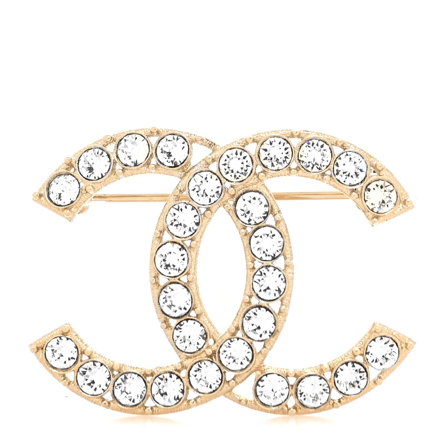 Chanel Crystal CC Brooch Light Gold 1 of 4
