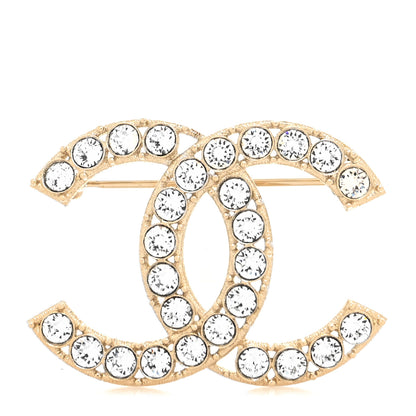 Chanel Crystal CC Brooch Light Gold 1 of 4