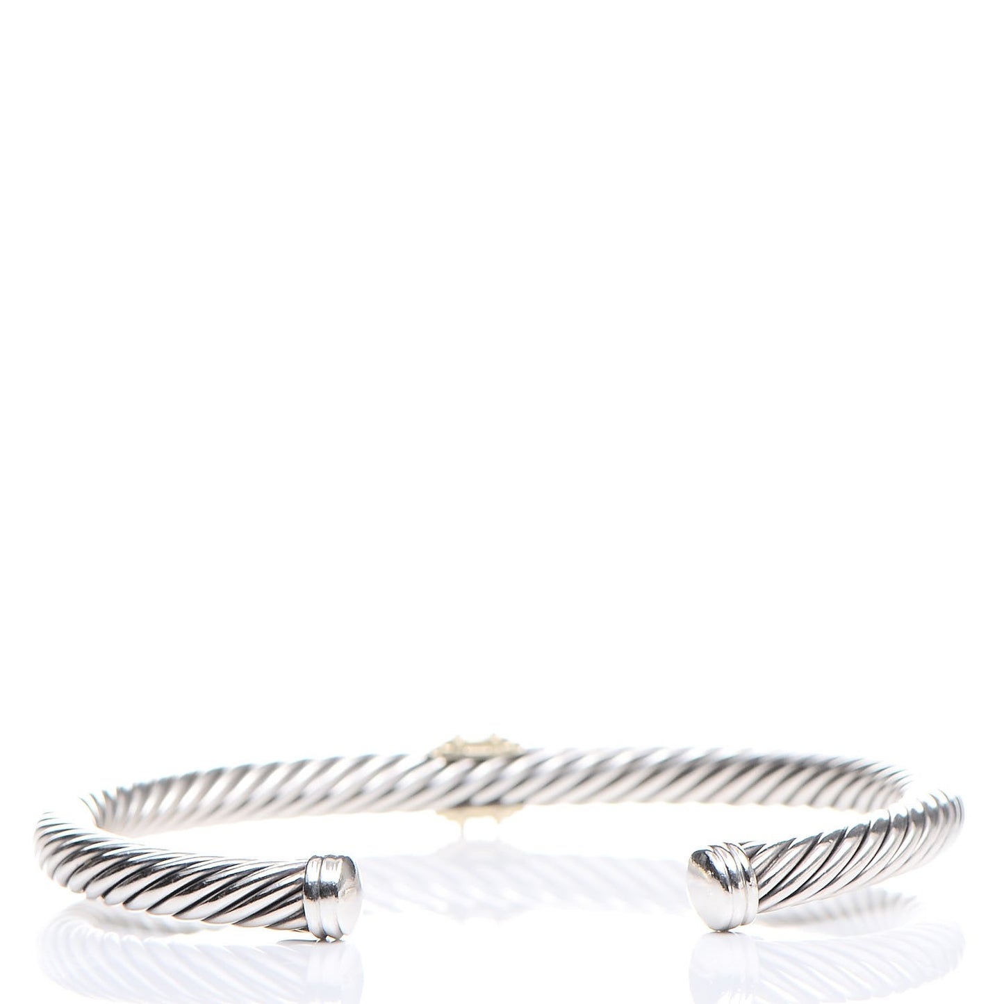 Sterling Silver 18K Yellow Gold Diamond 5mm Cable Classics Single Station Bracelet M