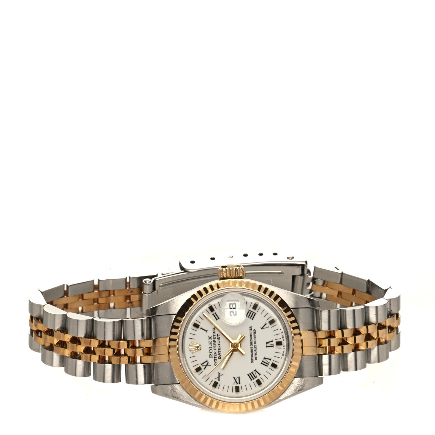 Stainless Steel 18K Yellow Gold 26mm Oyster Perpetual Datejust Watch White Roman 69173