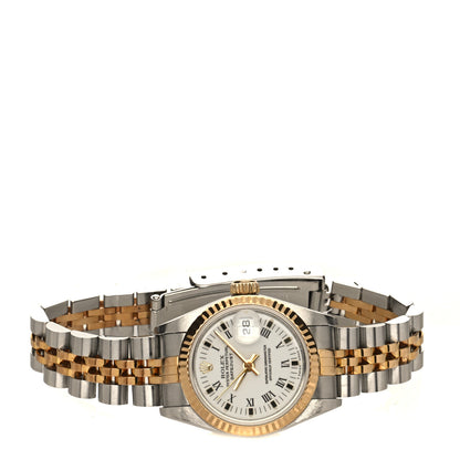 Rolex Stainless Steel 18K Yellow Gold 26mm Oyster Perpetual Datejust Watch White Roman 69173 2 of 5
