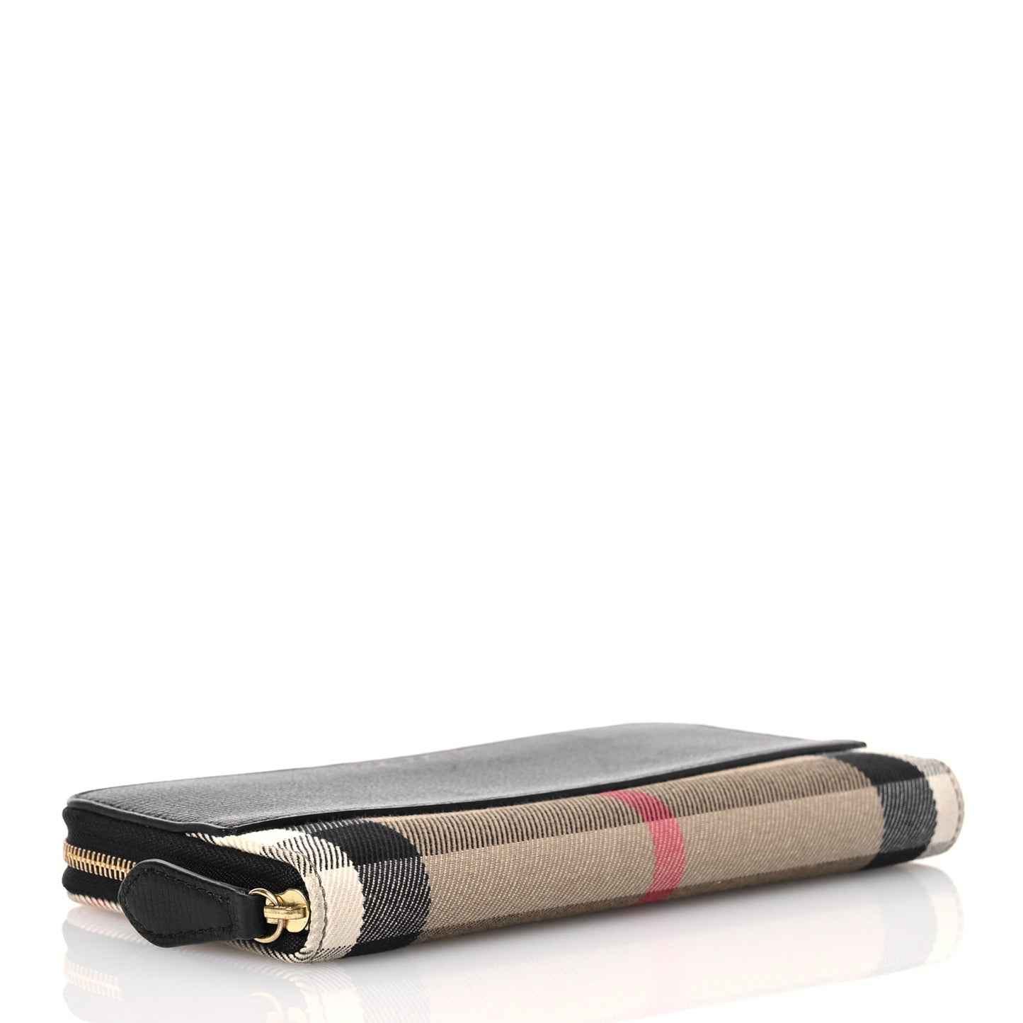 Calfskin Haymarket Check Elmore Zip Around Wallet Black