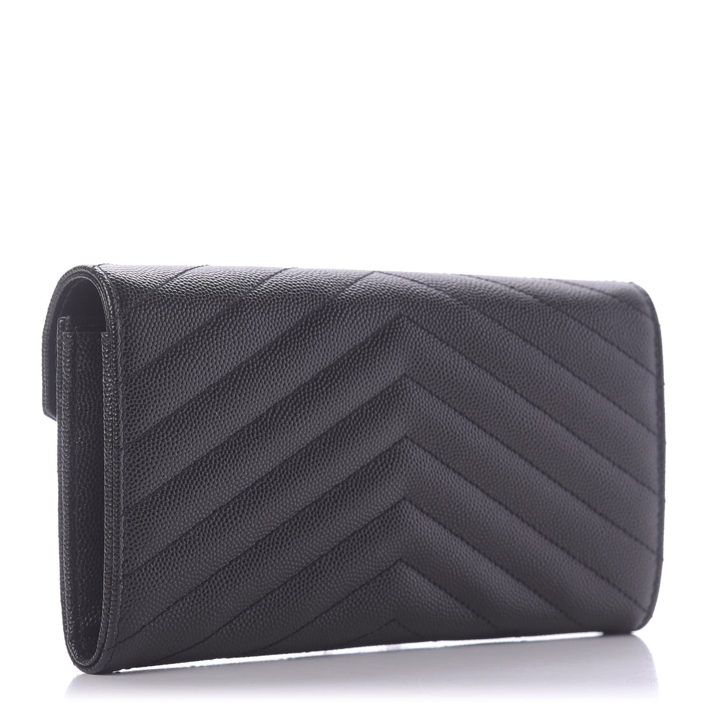 Grain De Poudre Matelasse Chevron Monogram Flap Wallet Black