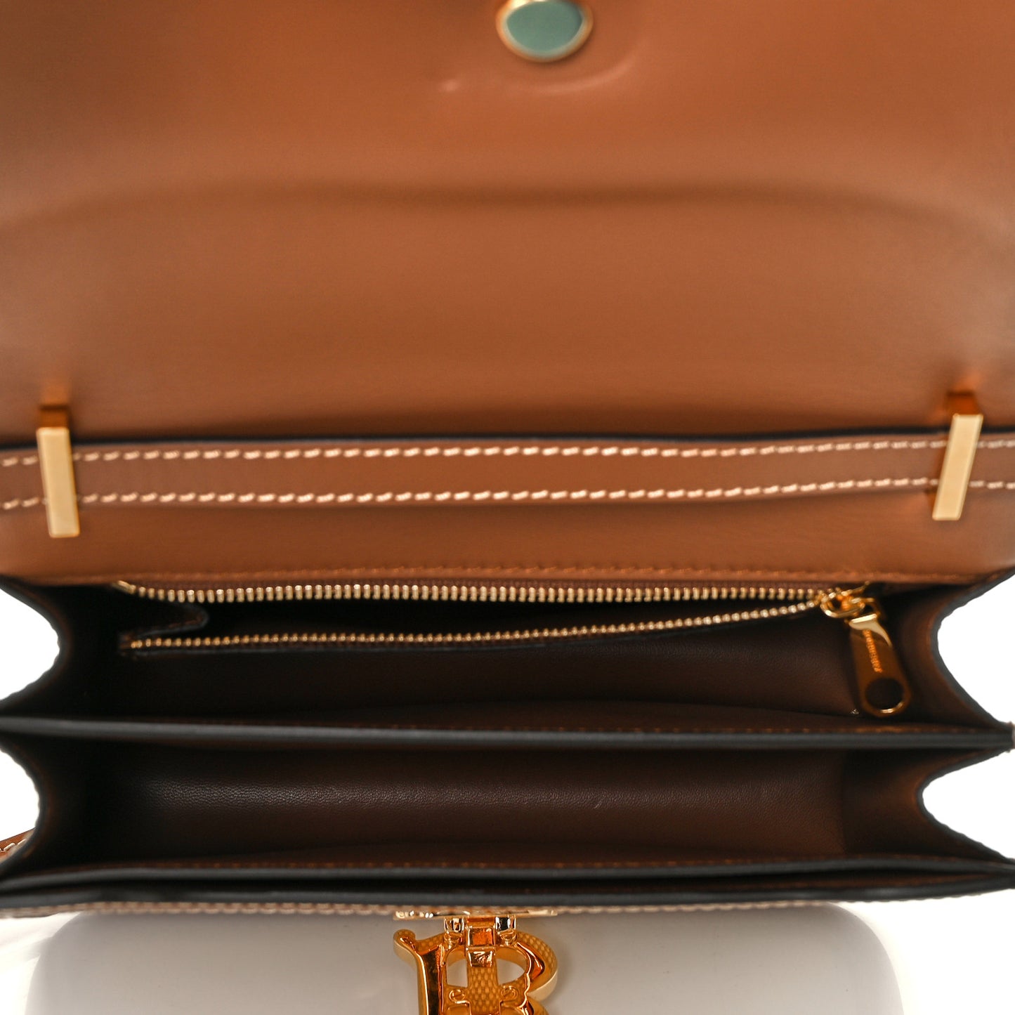 Canvas Calfskin Small TB Bag Natural