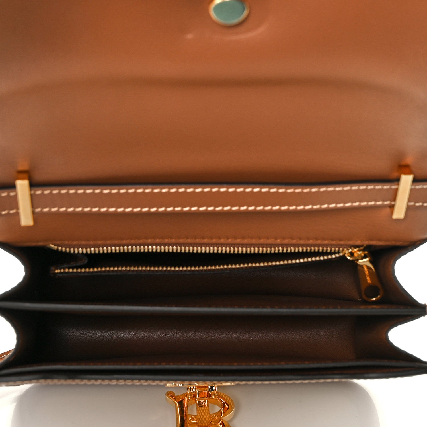 Burberry Canvas Calfskin Small TB Bag Natural 5 of 13