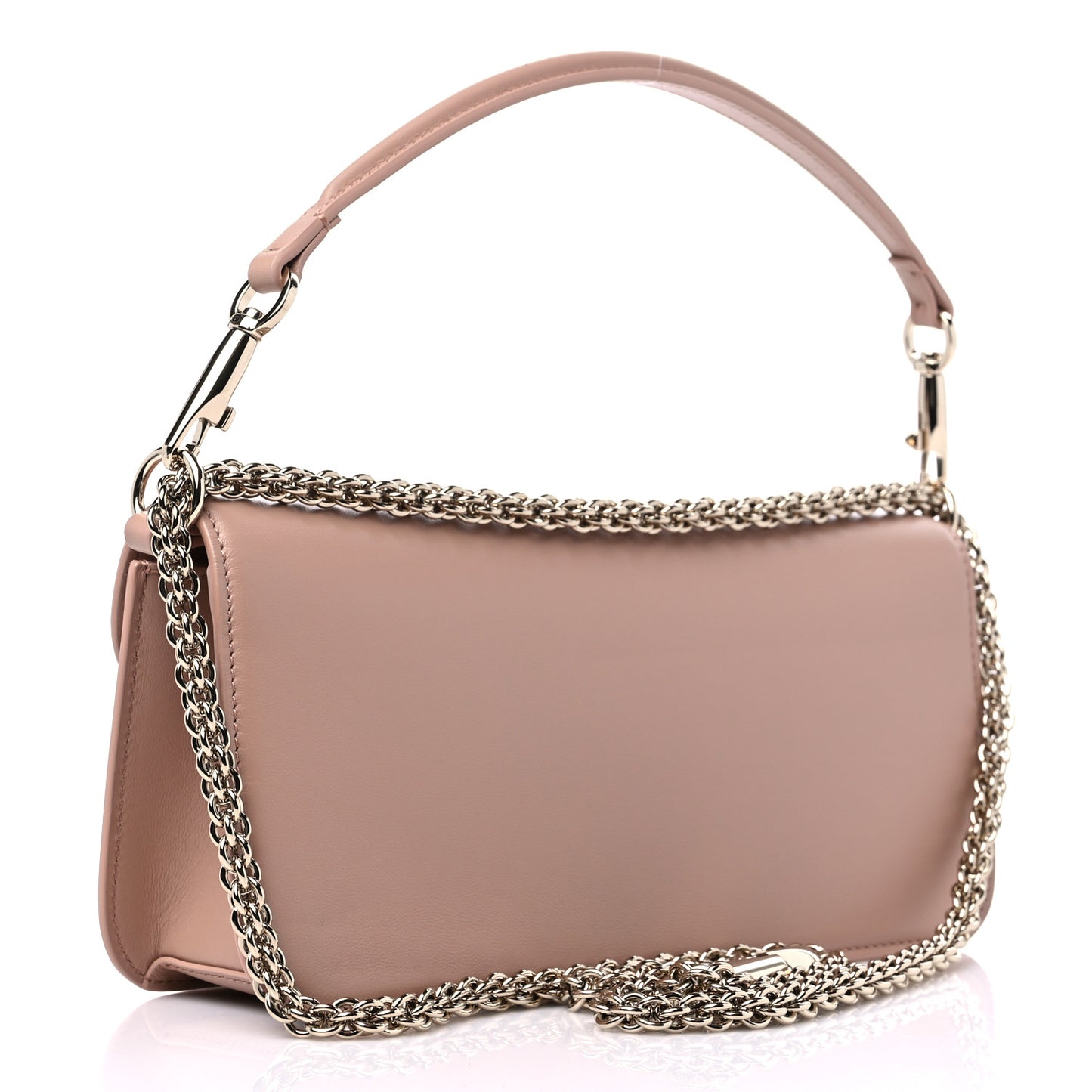 Calfskin Enamel Vlogo Loco Shoulder Bag Rose Cannelle