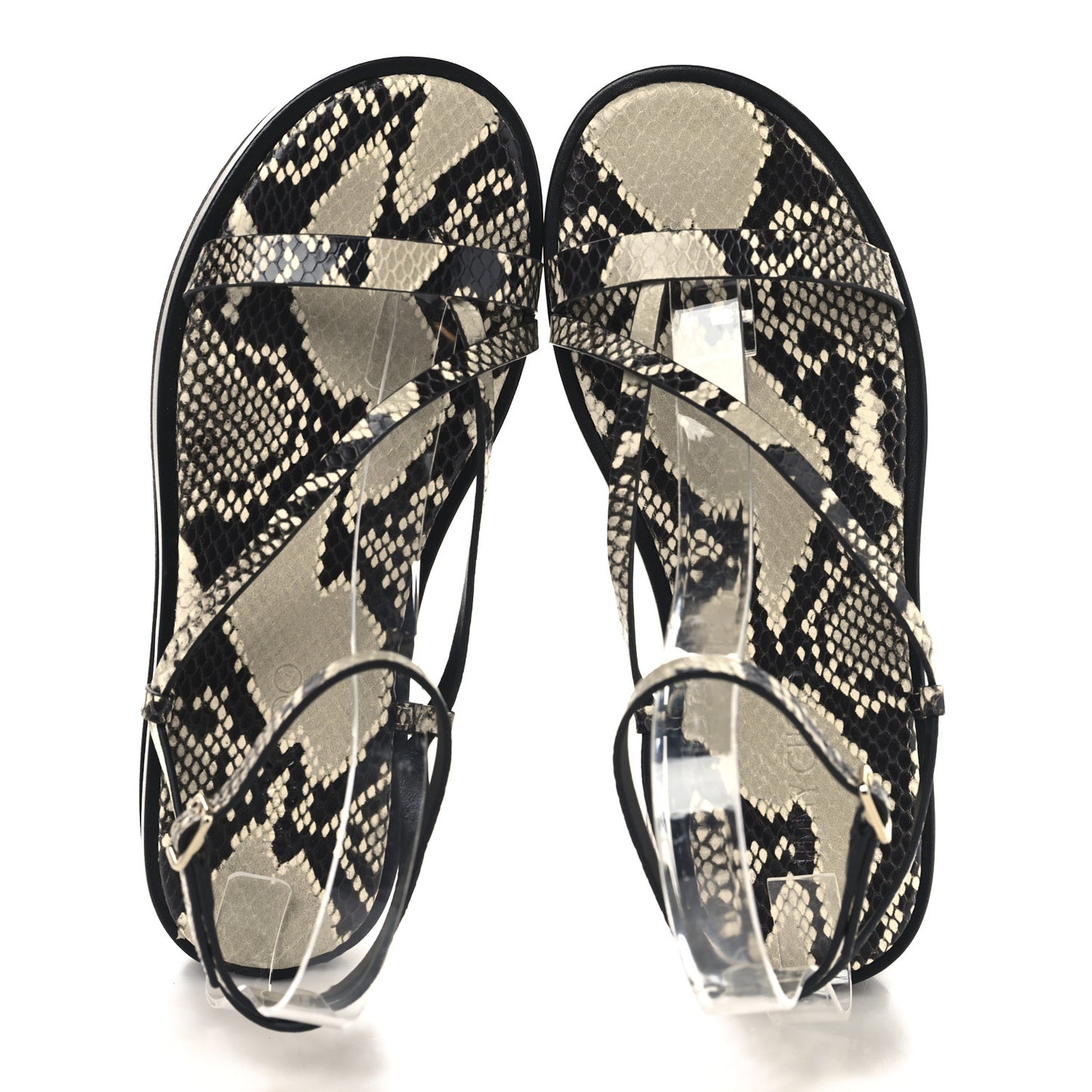 Snake Embossed Pine Platform Sandals 38 Roccia