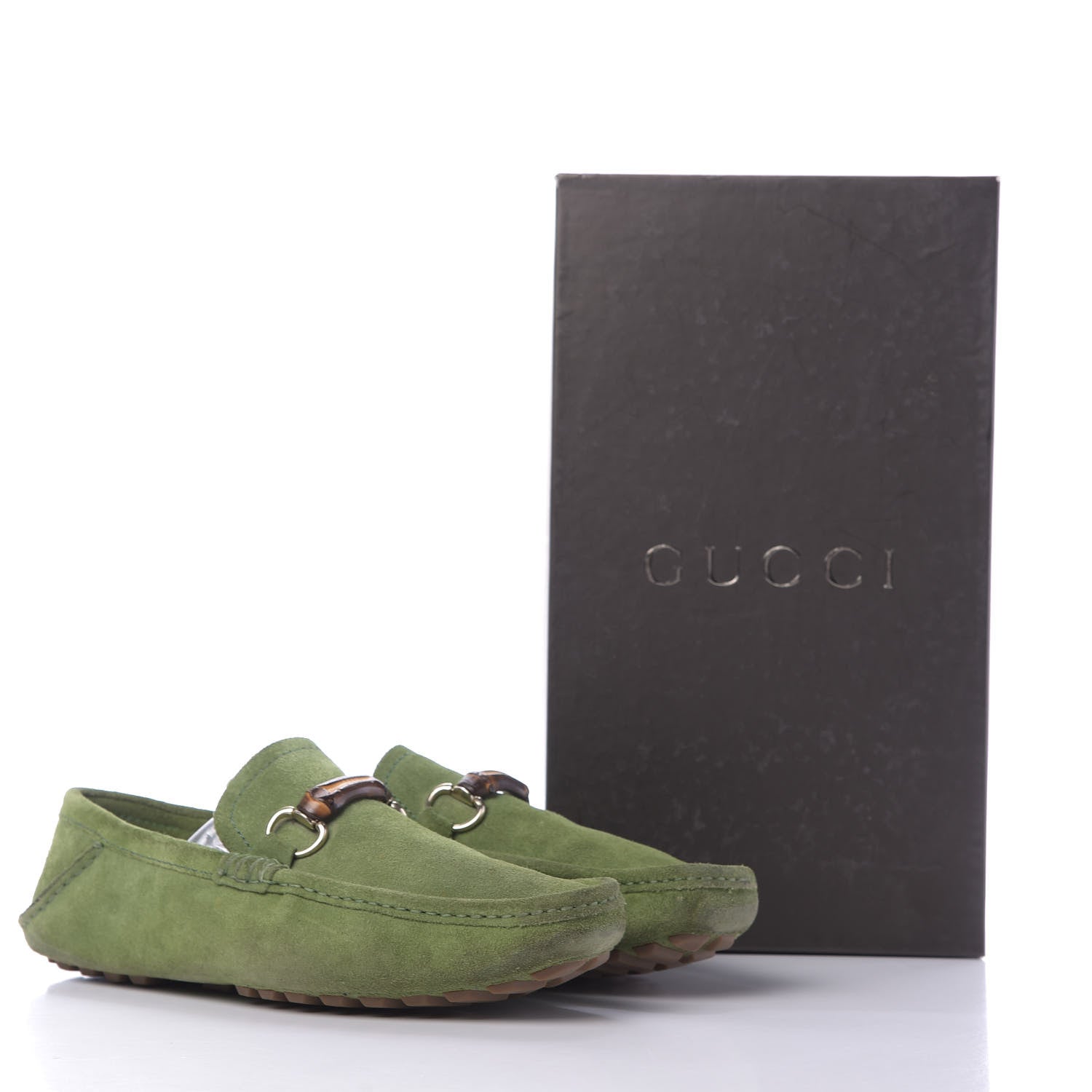 Gucci Suede Mens Bamboo Horsebit Moccasin 9 Green 11 of 11