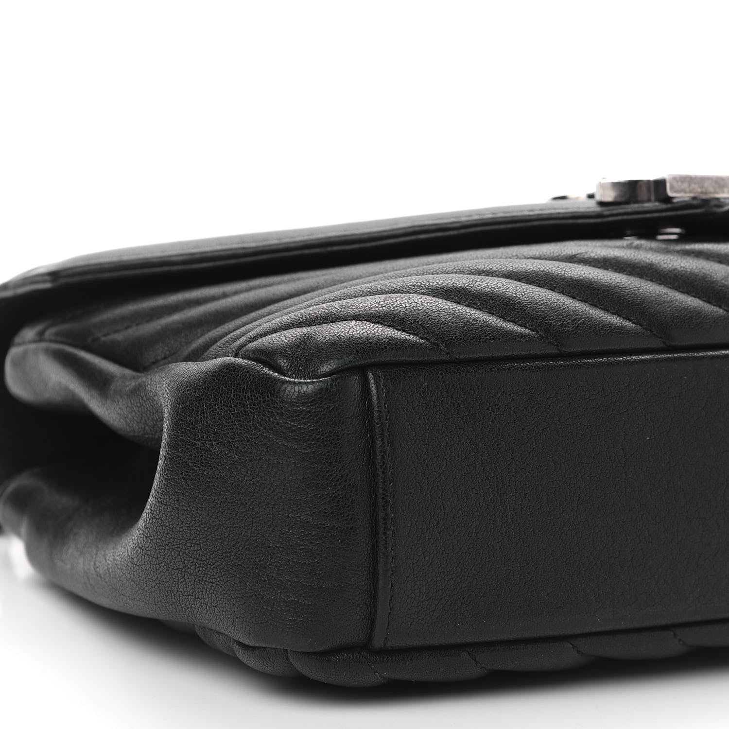 Saint Laurent Sheepskin Matelasse Chevron Monogram Medium College Bag Black 5 of 9