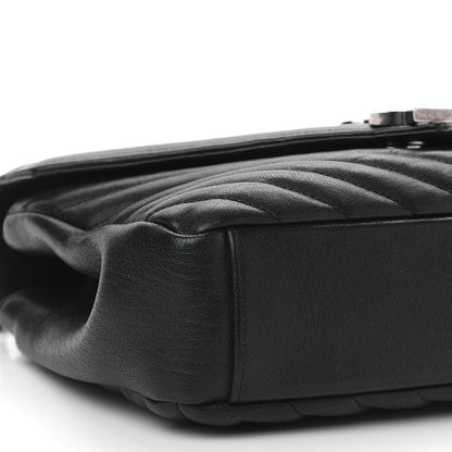 Saint Laurent Sheepskin Matelasse Chevron Monogram Medium College Bag Black 5 of 9