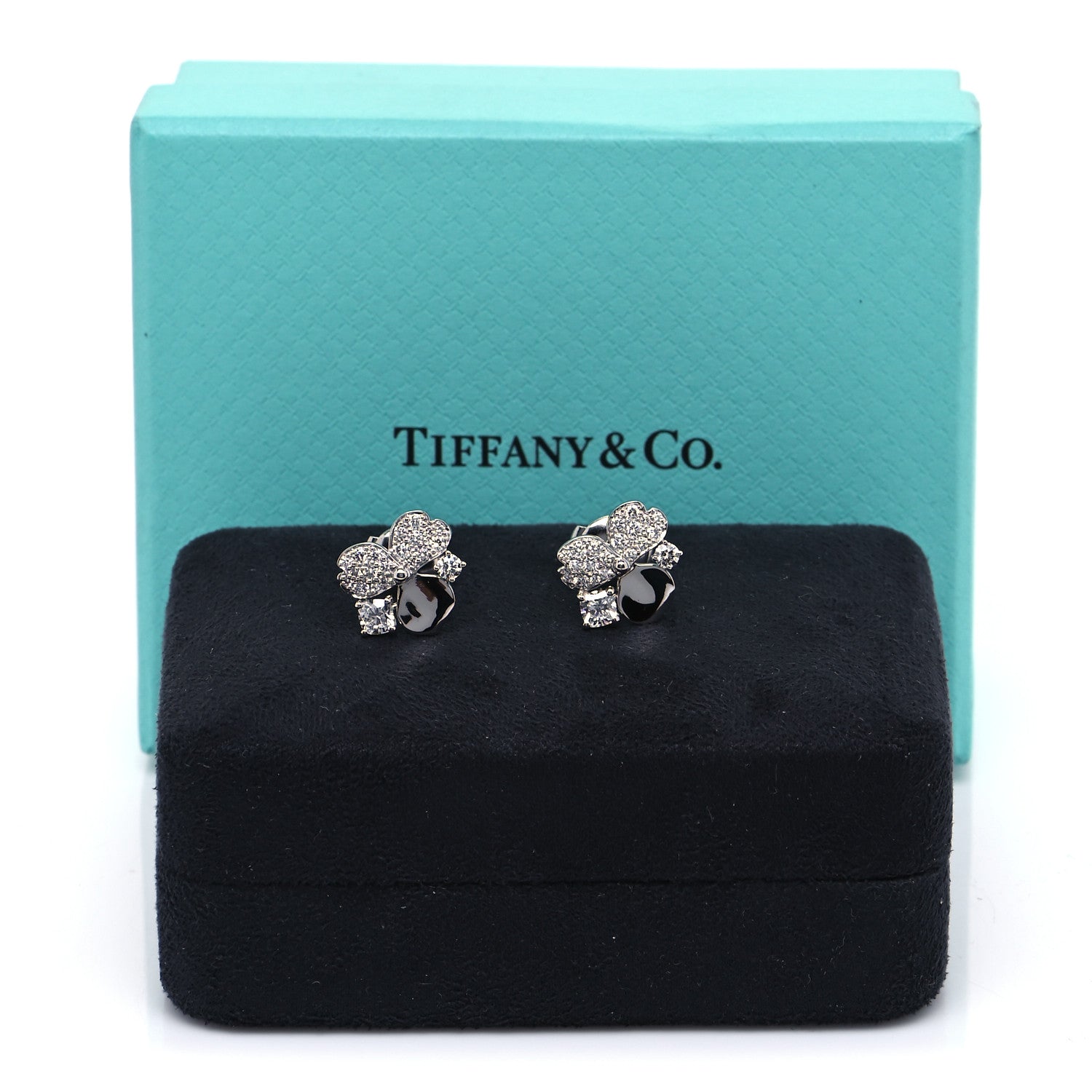 Tiffany Platinum Diamond Paper Flowers Cluster Earrings 5 of 5