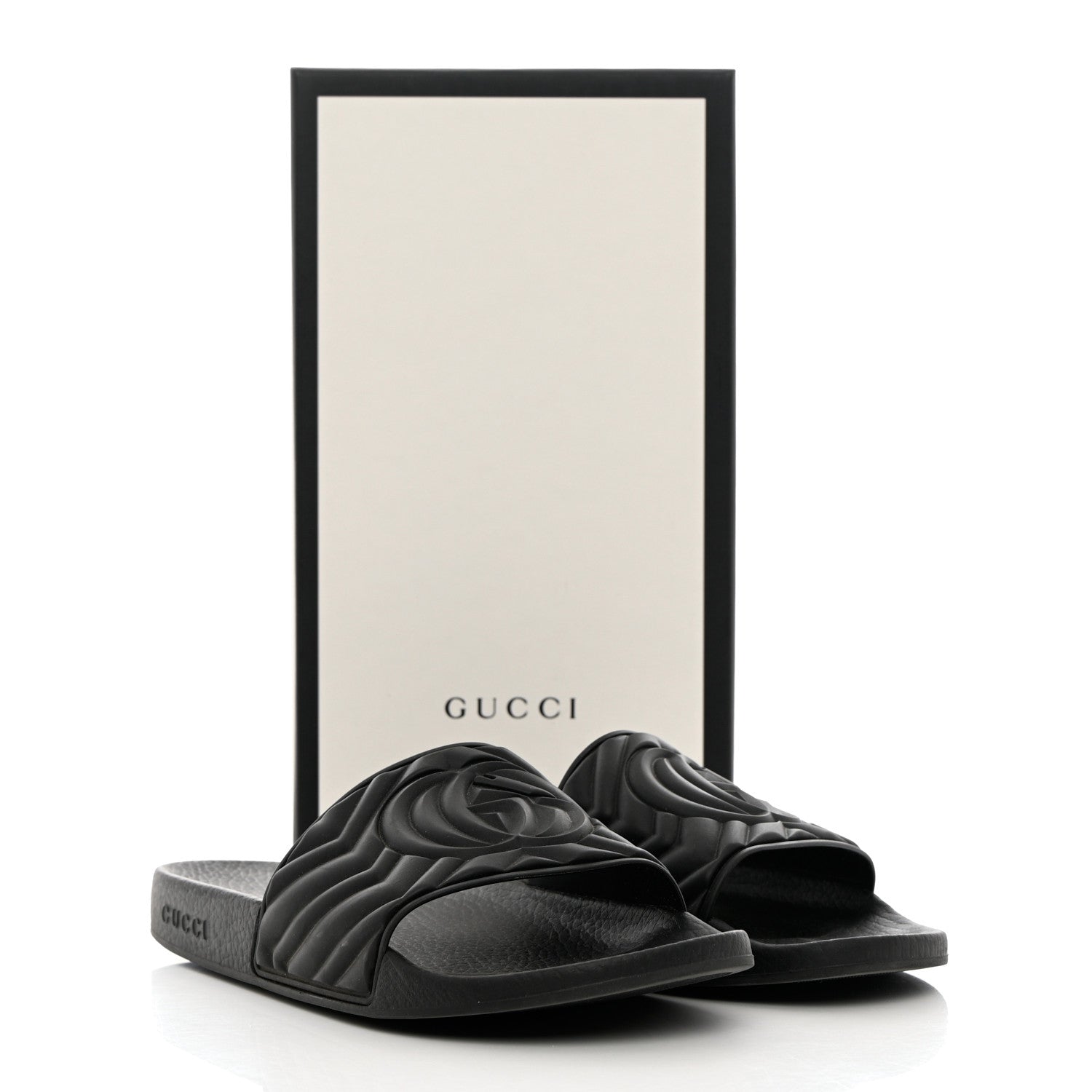 Gucci Rubber Matelasse Womens Slide Sandals 41 Black 9 of 9