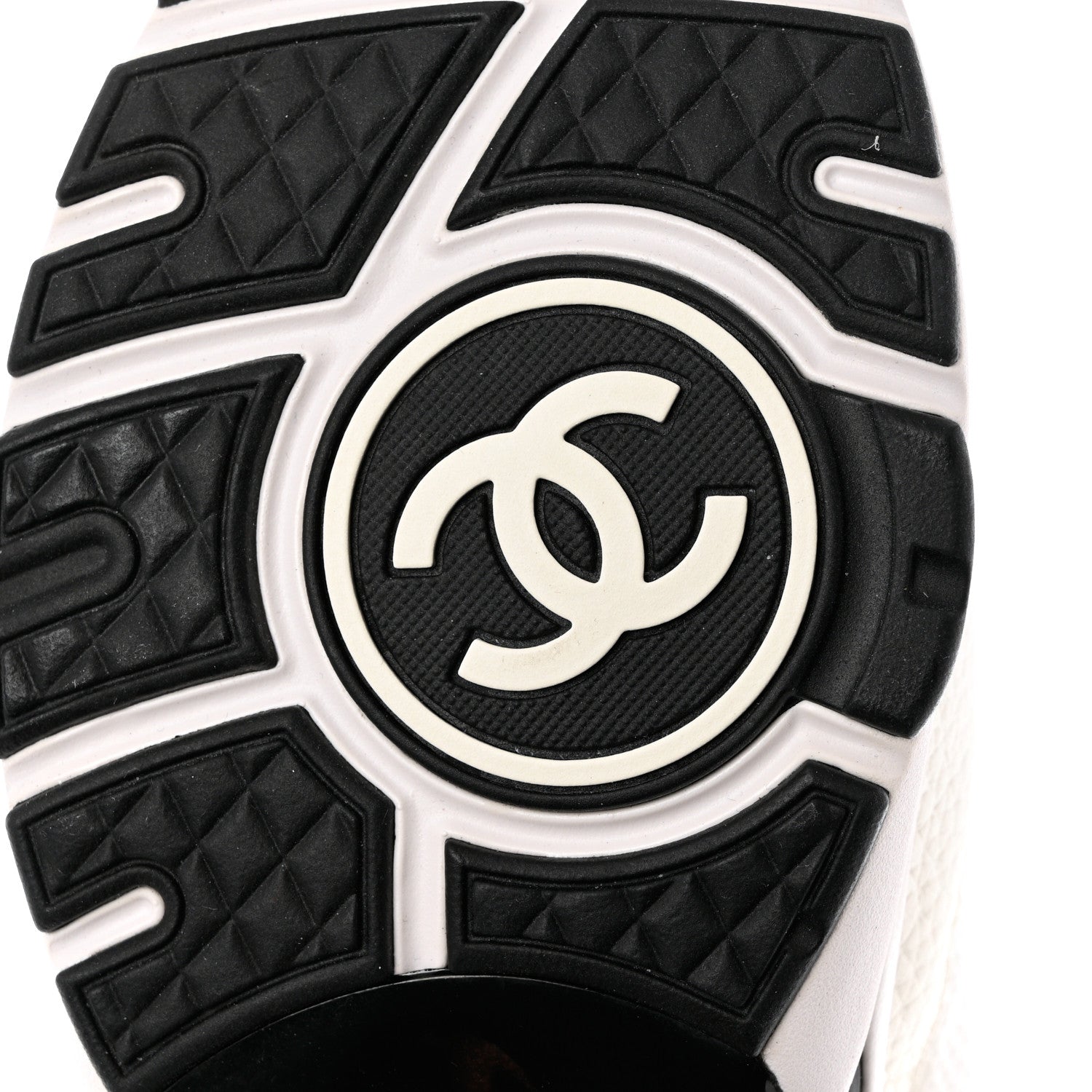 Chanel Mesh Suede Calfskin Grained Calfskin Womens CC Sneakers 38.5 White Black 8 of 11