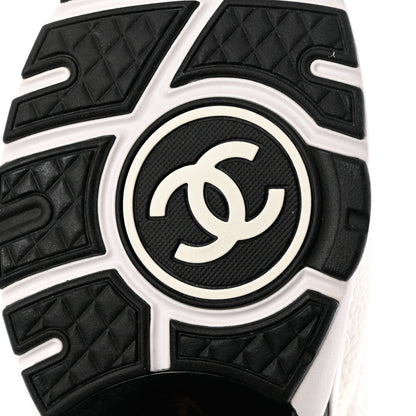 Chanel Mesh Suede Calfskin Grained Calfskin Womens CC Sneakers 38.5 White Black 8 of 11