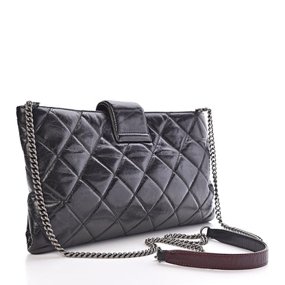 Chanel Aged Calfskin Quilted Zip Clutch Black 3 of 10