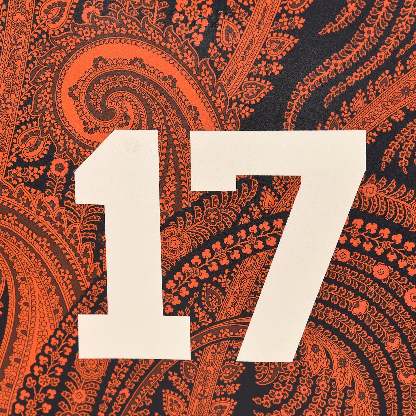 Calfskin Paisley Print Medium Clutch Orange Black