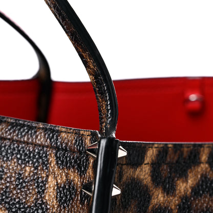 Christian Louboutin Calfskin Empire Leopard Print Spiked Large Cabarock Shopper Tote Brown 23 of 24