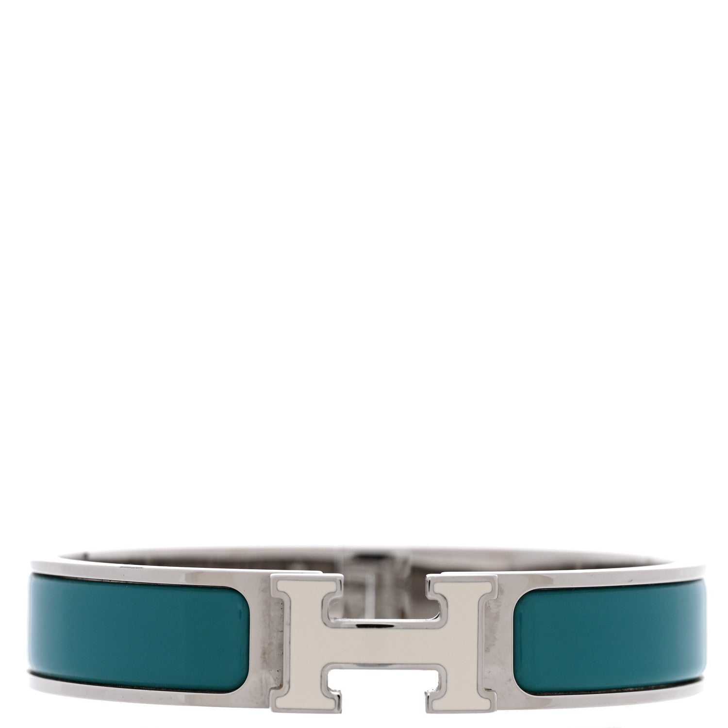 Hermes Enamel Narrow Clic Clac H Bracelet PM Vert Bleuete White 1 of 5