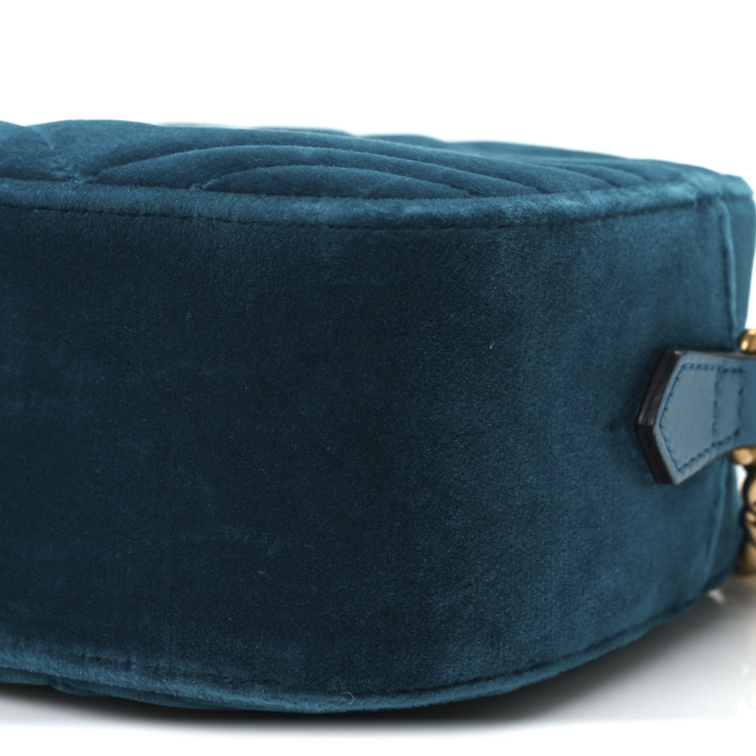 Gucci Velvet Matelasse Small GG Marmont Chain Shoulder Bag Pavone Cyan 10 of 10