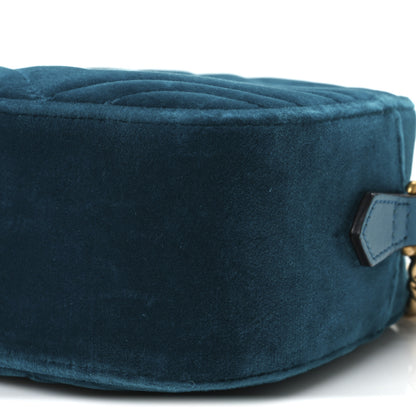 Gucci Velvet Matelasse Small GG Marmont Chain Shoulder Bag Pavone Cyan 10 of 10