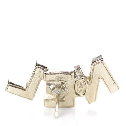 Chanel Crystal Pearl Signature Stud Earrings Gold 3 of 4
