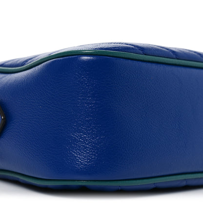 Gucci Azalea Calfskin Enamel Matelasse Diagonal Small Torchon GG Marmont Chain Shoulder Bag Imperial Blue Pavone 9 of 10