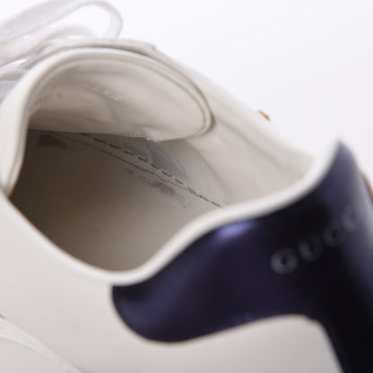 Gucci Calfskin Nappa Web LOVED Embroidered Mens Ace Sneakers 10 White Red Flame Notte 9 of 10