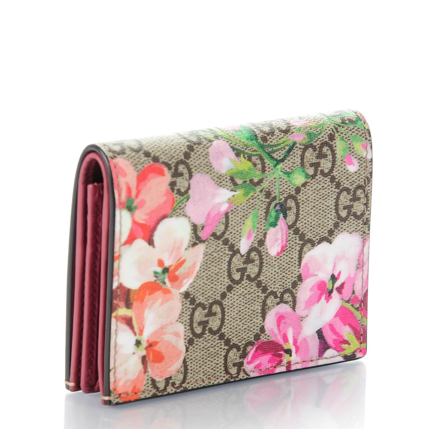 GG Supreme Monogram Blooms Card Case Beige Multicolor Dry Rose