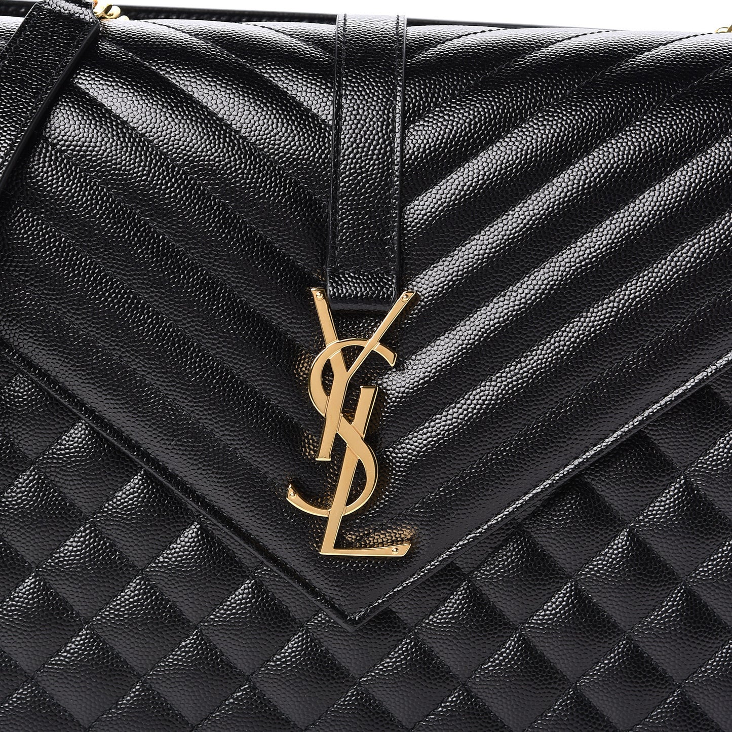 Grain De Poudre Textured Mixed Matelasse Large Triquilt Monogram Satchel Black
