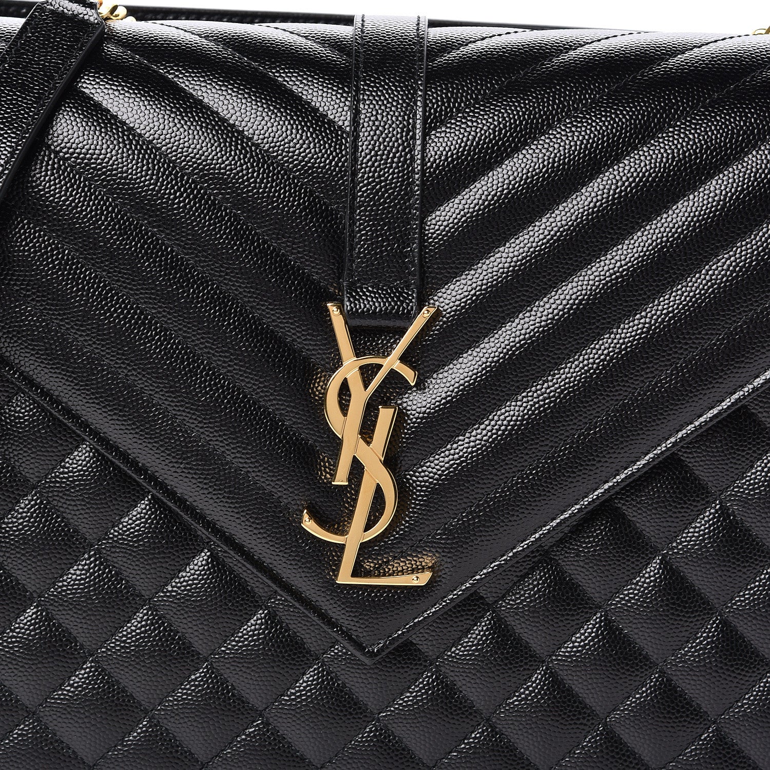 Saint Laurent Grain De Poudre Textured Mixed Matelasse Large Triquilt Monogram Satchel Black 10 of 10
