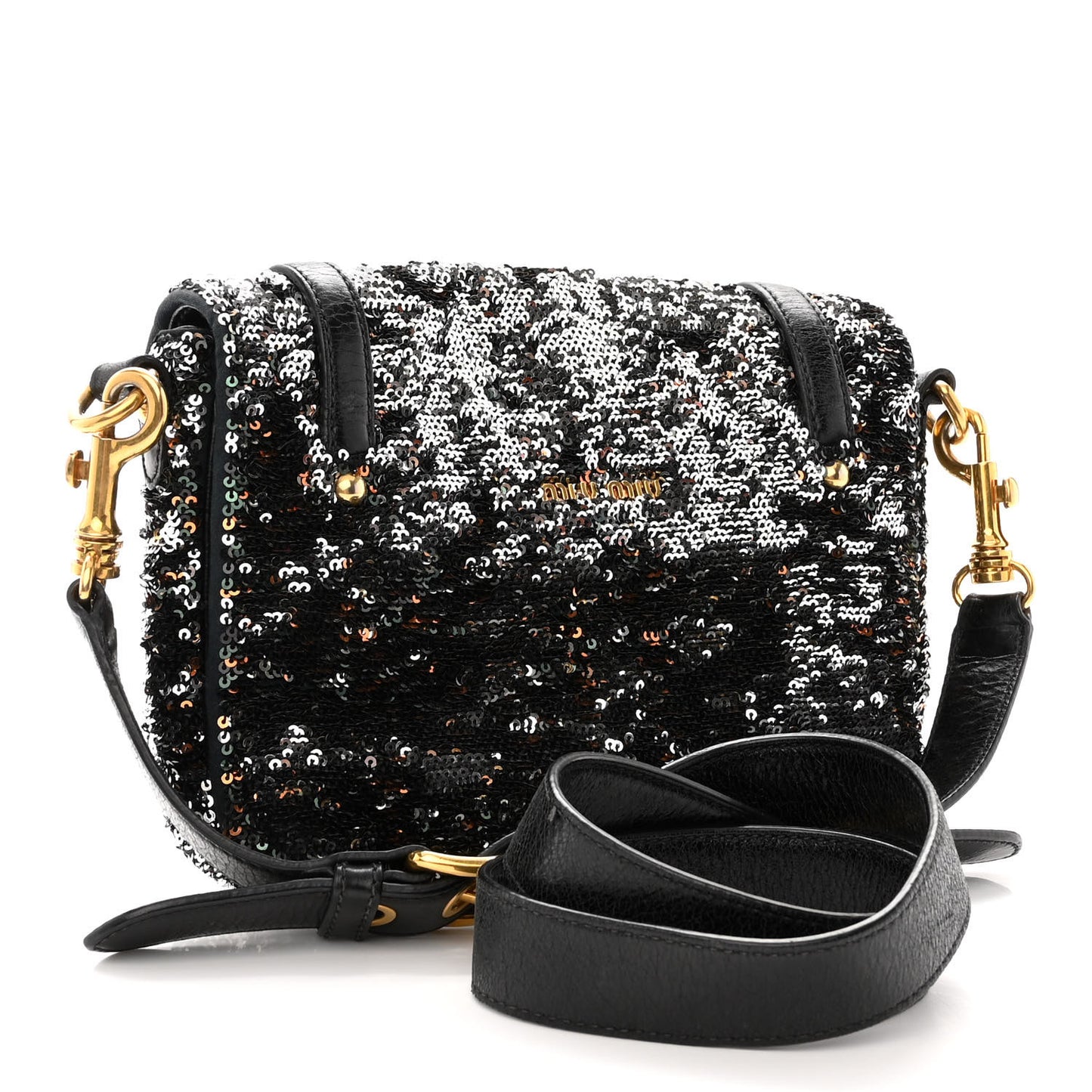 Paillettes Sequined Mini East West Satchel Argento