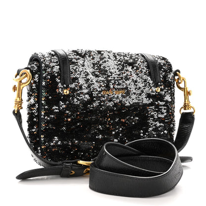 Miu Miu Paillettes Sequined Mini East West Satchel Argento 3 of 9