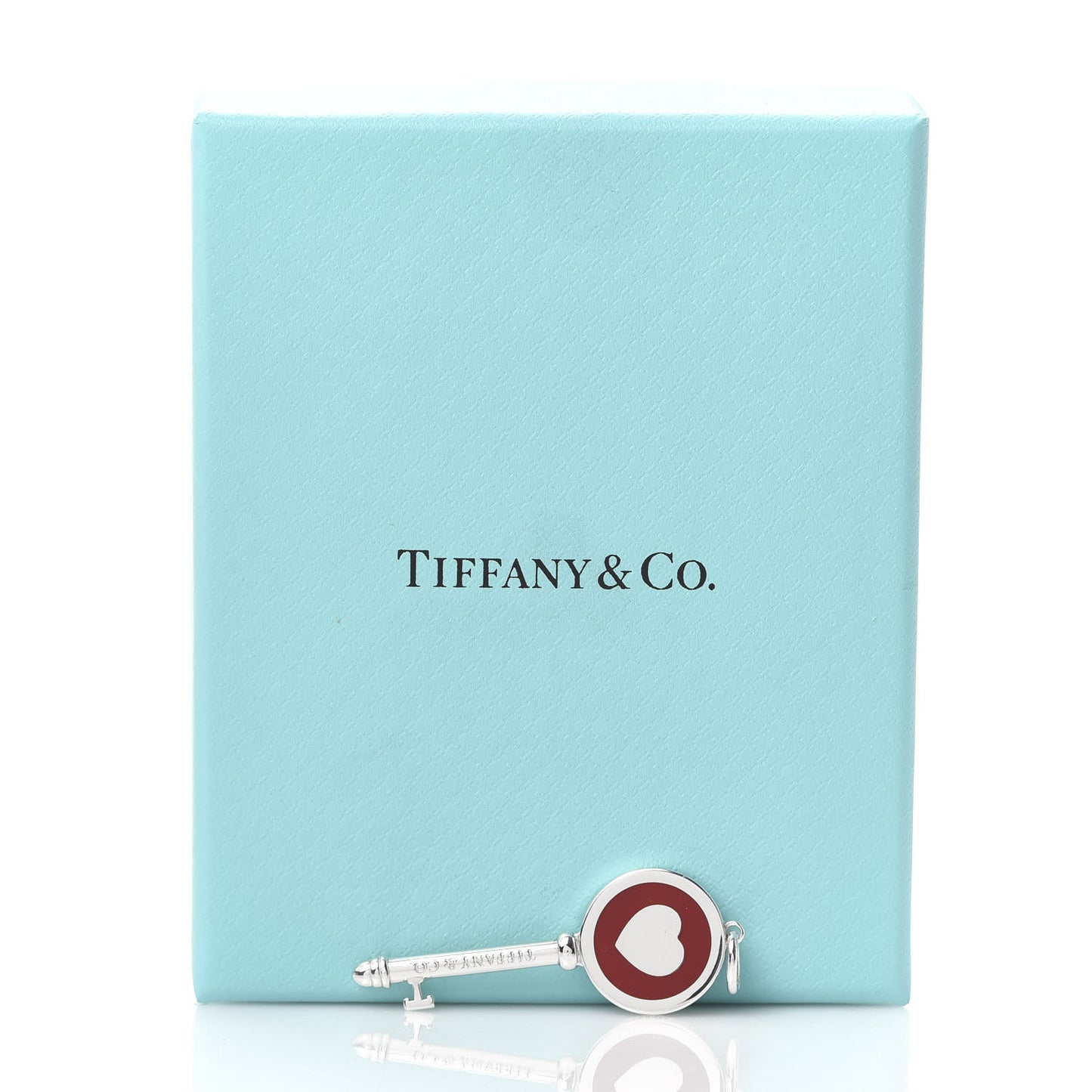 Sterling Silver Enamel Heart Key Pendant Red